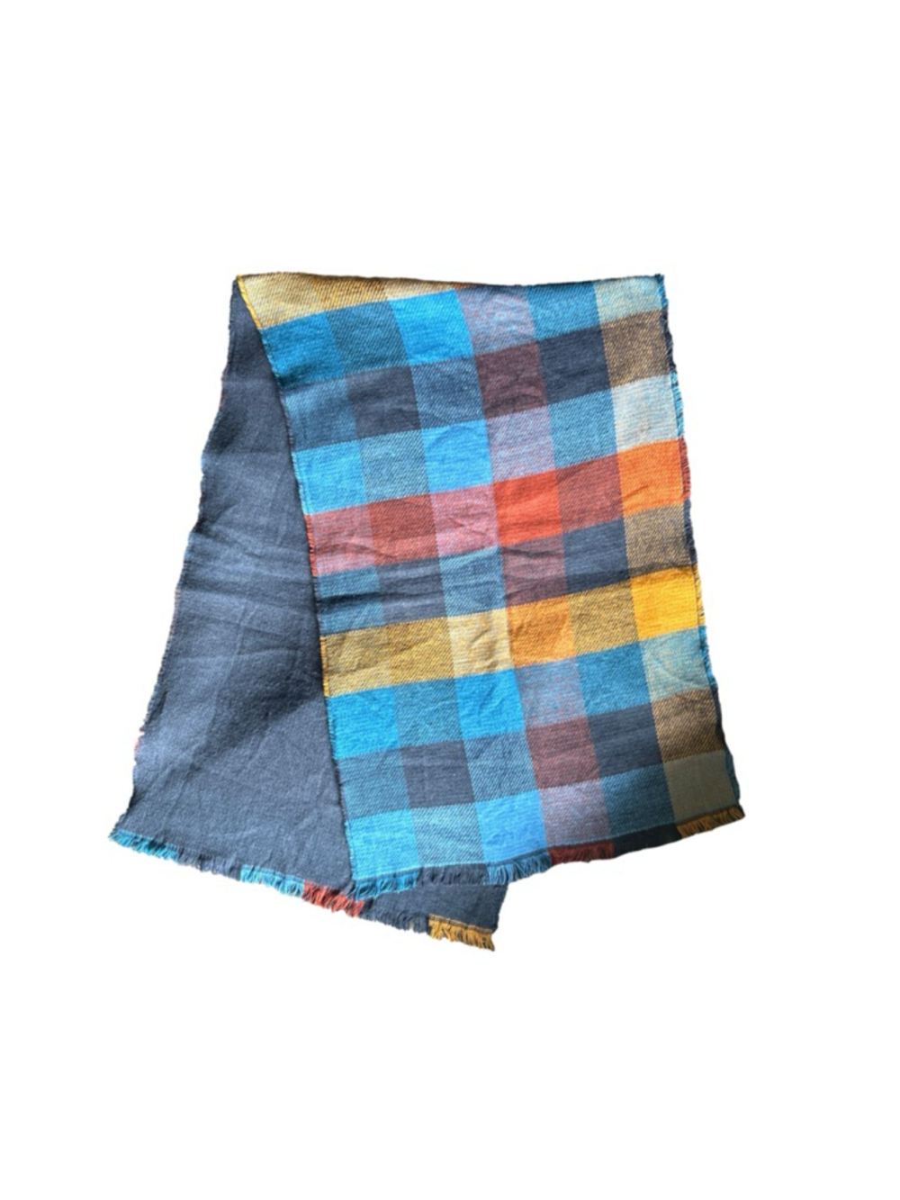 Women's Sonoma Plaid Scarf One Size Blue Orange